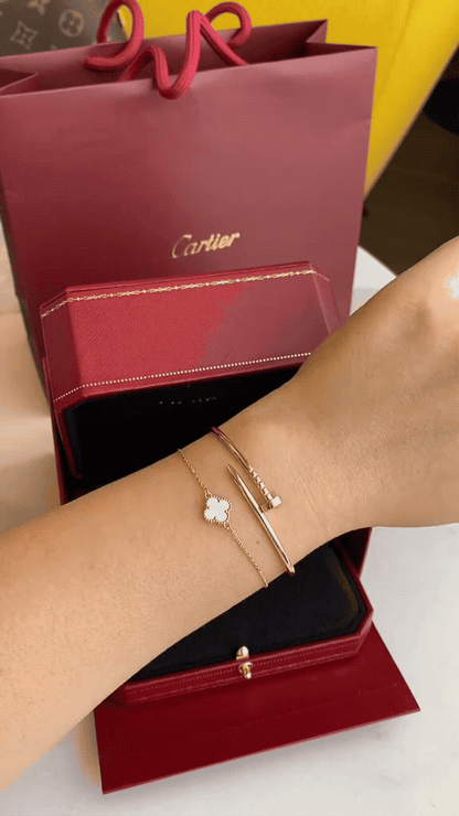 [Rosla] Clover White Mother-of-Pearl & JUSTE Bracelet Stack Set