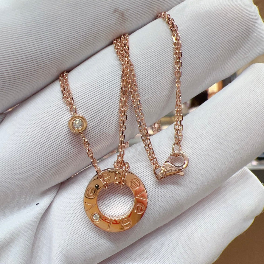 [Rosla]LOVE NECKLACE 16MM 2 DIAMONDS