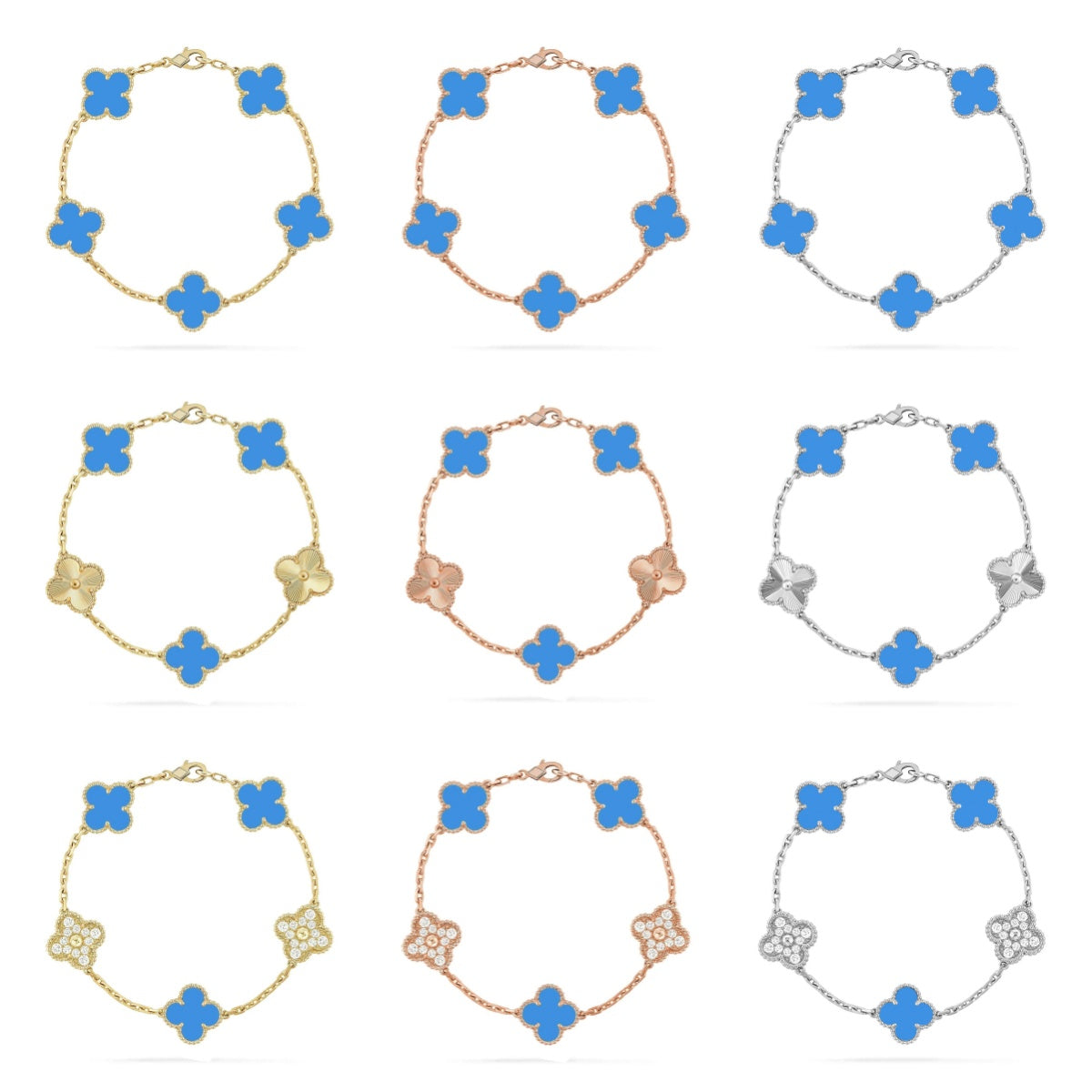 [Rosla] CLOVER 5 MOTIF BLUE AGATE BRACELET COLLECTION