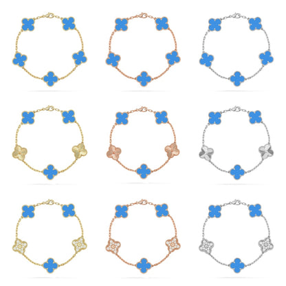 [Rosla] CLOVER 5 MOTIF BLUE AGATE BRACELET COLLECTION