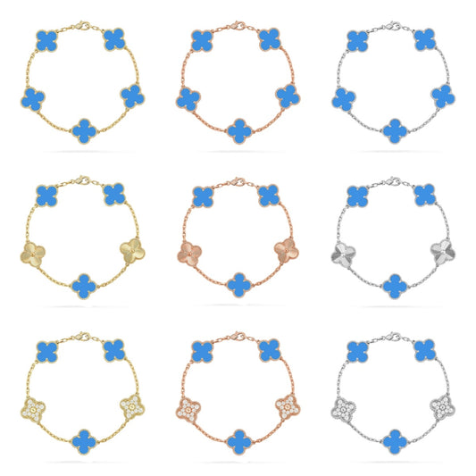 [Rosla] CLOVER 5 MOTIF BLUE AGATE BRACELET COLLECTION