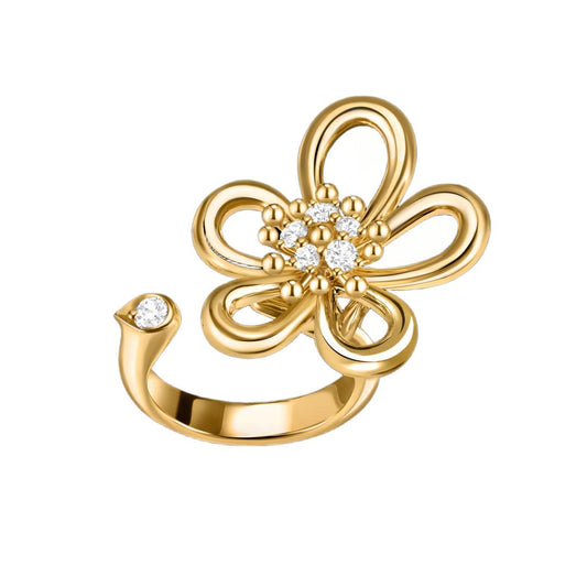 [Rosla]  FLOWERLACE OPEN RING 5 DIAMONDS