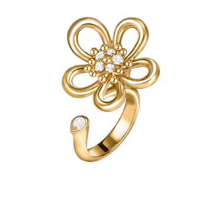 [Rosla]  FLOWERLACE OPEN RING 5 DIAMONDS