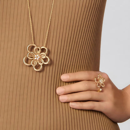 [Rosla]  FLOWERLACE OPEN RING 5 DIAMONDS