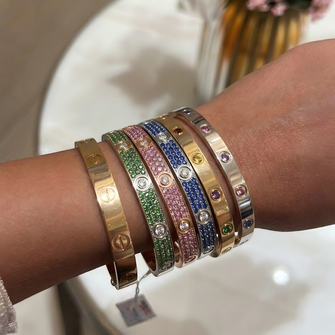 [Rosla]2026 PAVE GEMSTONE LOVE BRACELET 6.1MM 10 DIAMONDS