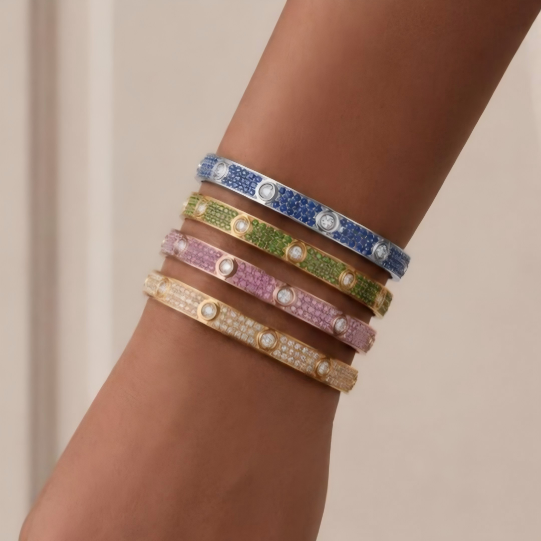 [Rosla]2026 PAVE GEMSTONE LOVE BRACELET 6.1MM 10 DIAMONDS