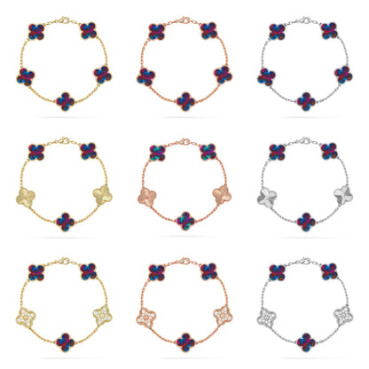 [Rosla]CLOVER 5 MOTIF COLOR GEMSTONES BRACELET COLLECTION