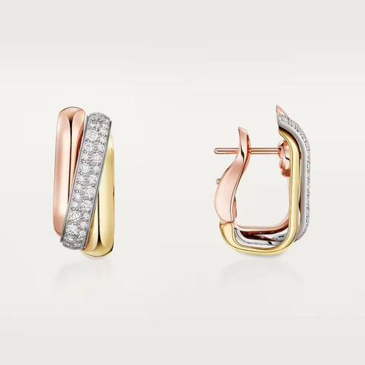 [Rosla]TRINITY HALF DIAMOND  CUSHION EARRINGS