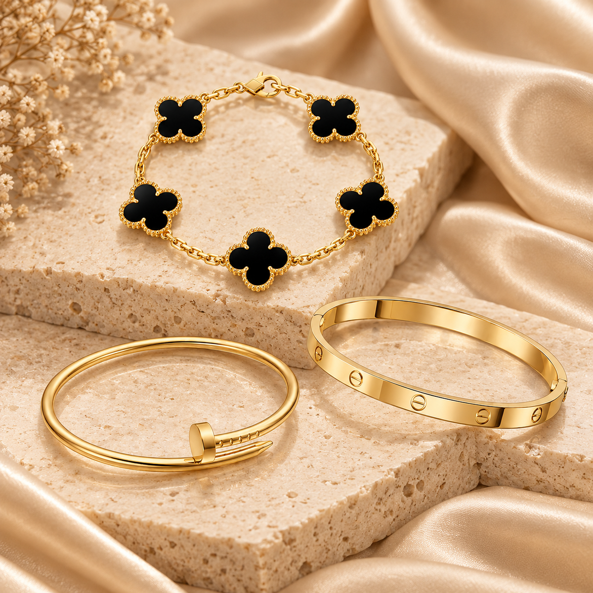 [Rosla]Clover & Juste & Lover  Bracelet Stack Set