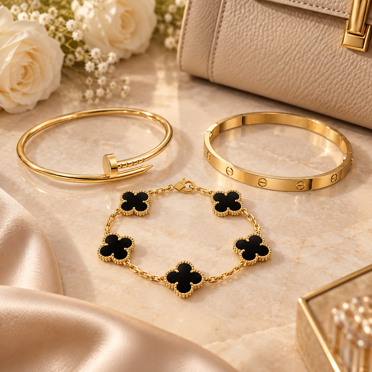[Rosla]Clover & Juste & Lover  Bracelet Stack Set