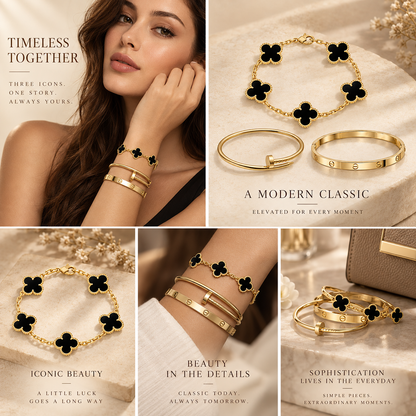 [Rosla]Clover & Juste & Lover  Bracelet Stack Set