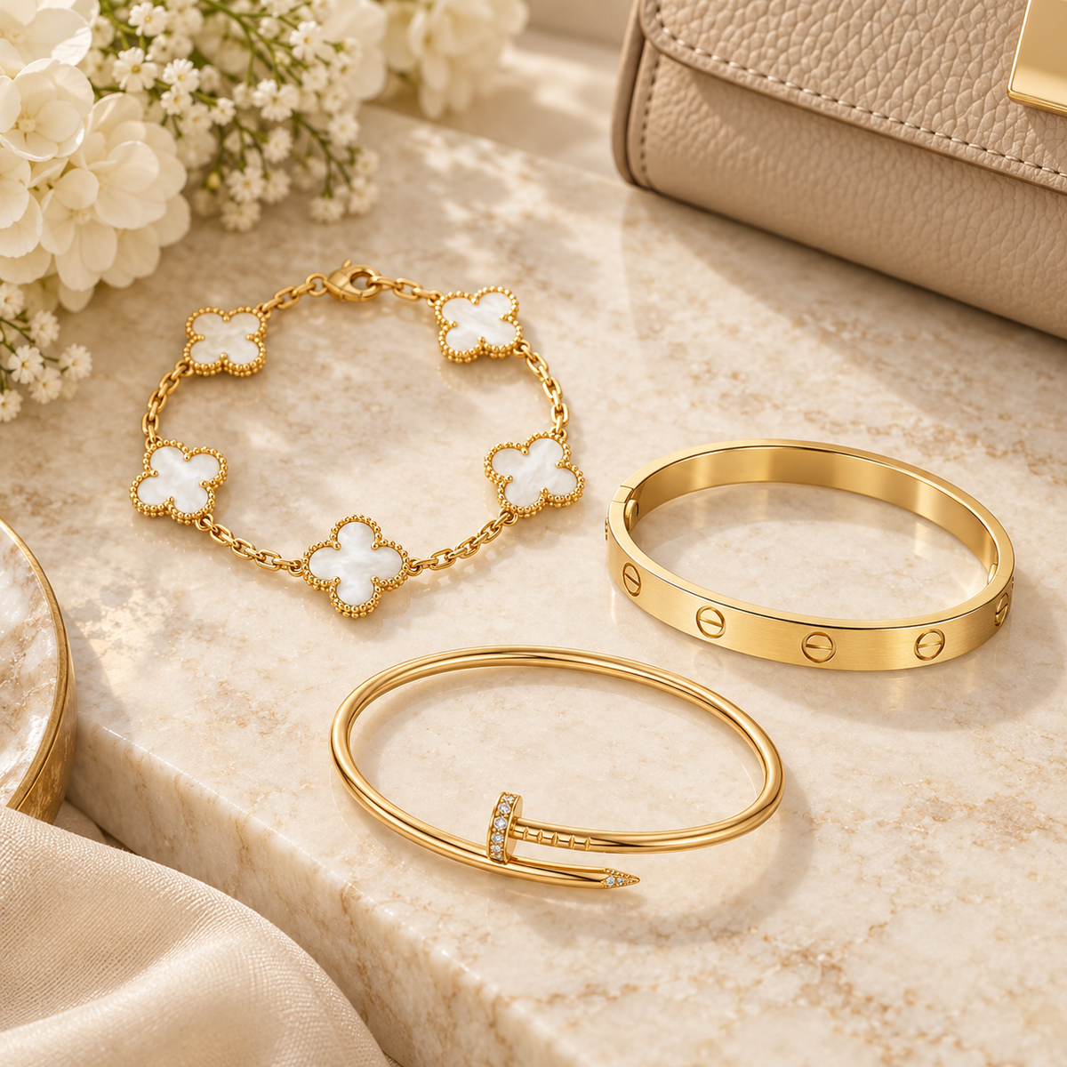 [Rosla]Clover & Lover & Juste Bracelet Stack Set