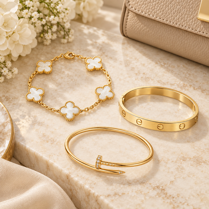 [Rosla]Clover & Lover & Juste Bracelet Stack Set
