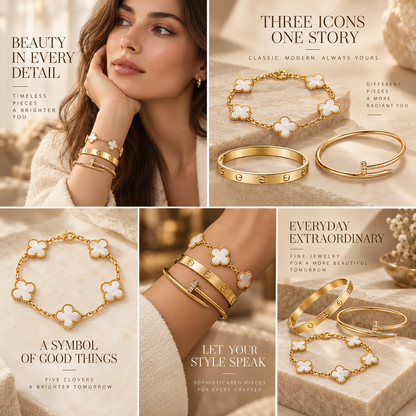 [Rosla]Clover & Lover & Juste Bracelet Stack Set