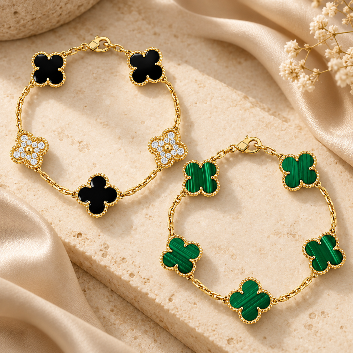 [Rosla]Clover 5 Motifs  Duo Bracelet Stack Set