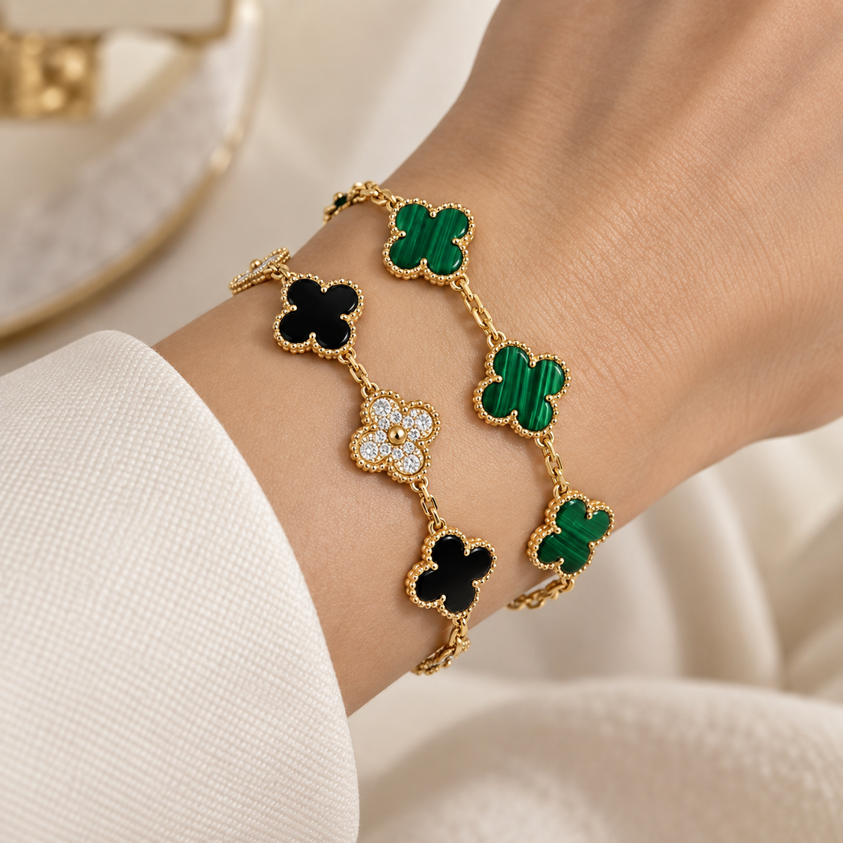 [Rosla]Clover 5 Motifs  Duo Bracelet Stack Set