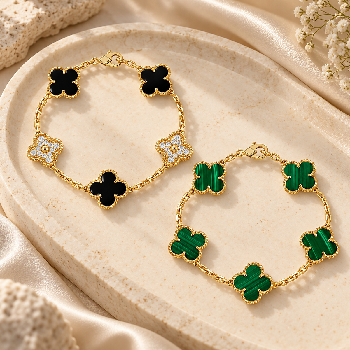 [Rosla]Clover 5 Motifs  Duo Bracelet Stack Set