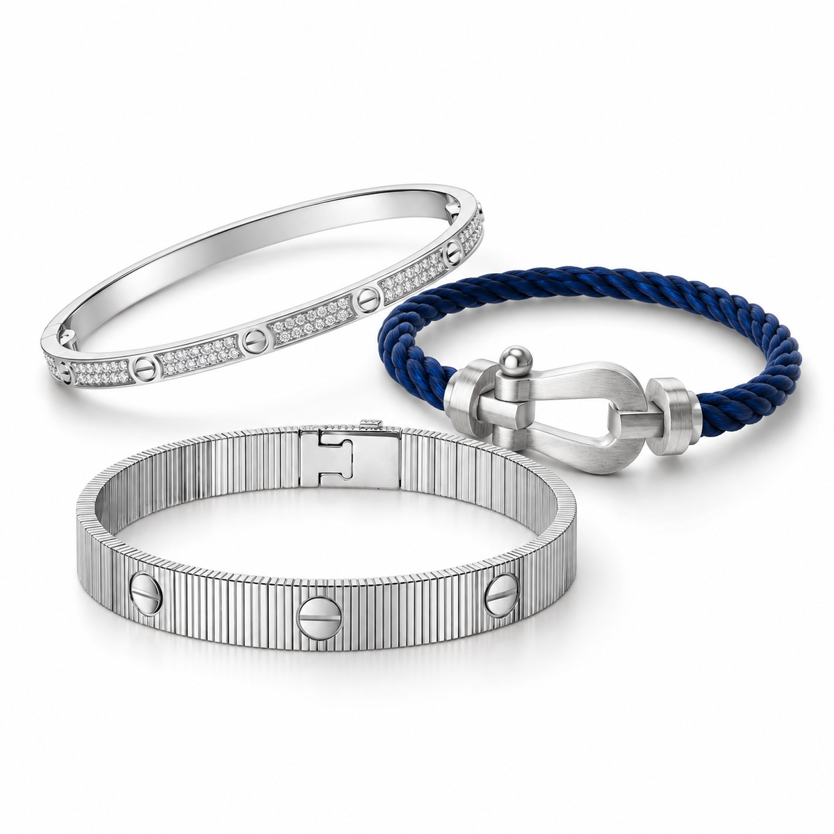 [Rosla]Love & Force Large Horseshoe Trio Bracelet Stack Set