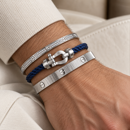 [Rosla]Love & Force Large Horseshoe Trio Bracelet Stack Set