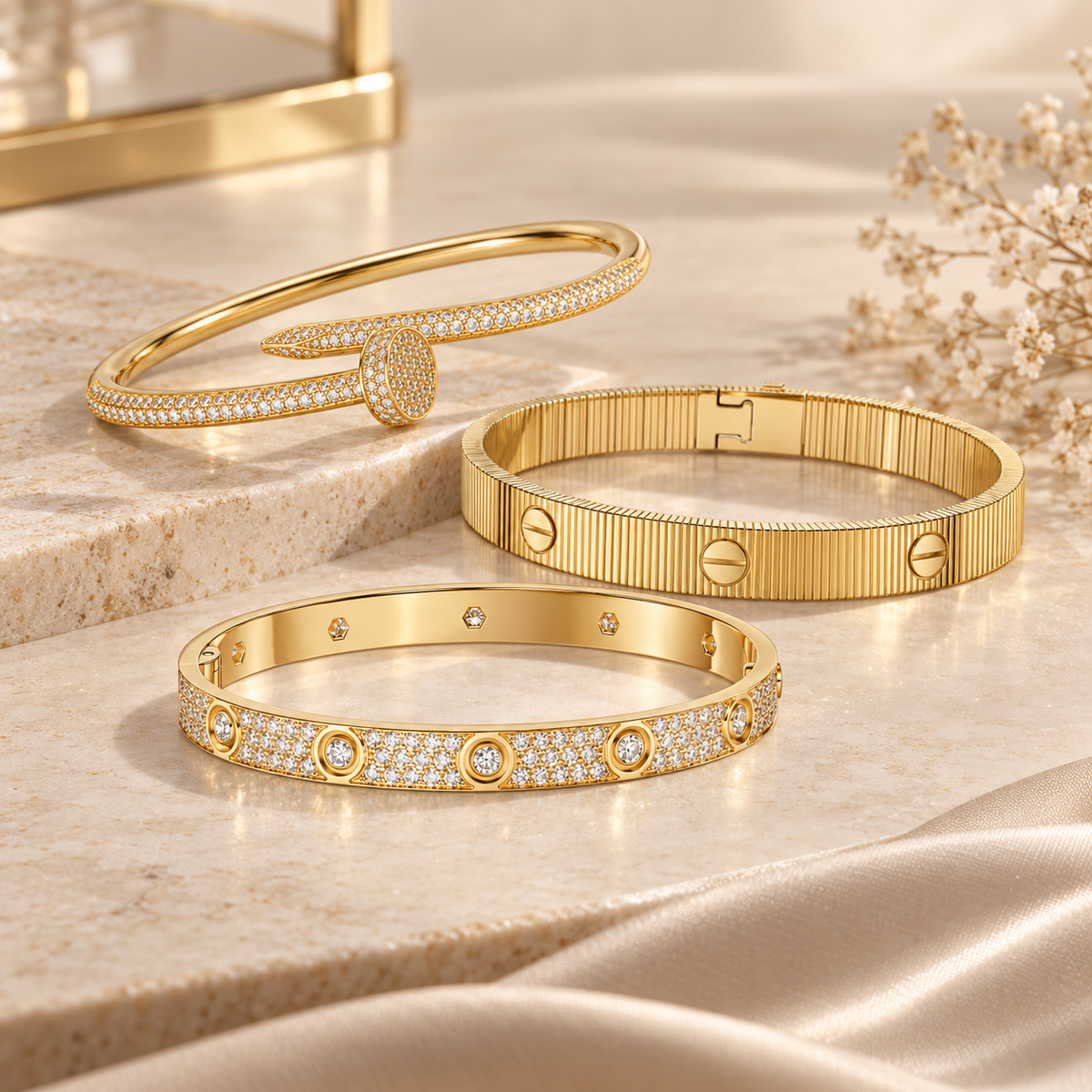 [Rosla]Love & Juste Statement Bracelet Trio Stack Set