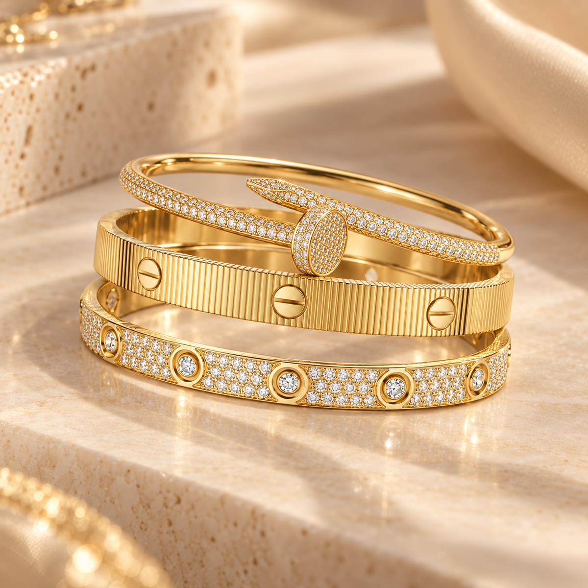 [Rosla]Love & Juste Statement Bracelet Trio Stack Set