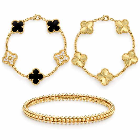 [Rosla]Clover & Clash Bracelet 3-Piece Stack set