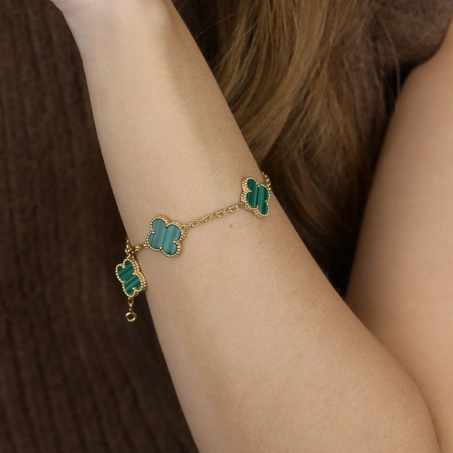 [Rosla] CLOVER 5 MOTIF MALACHITE BRACELET COLLECTION