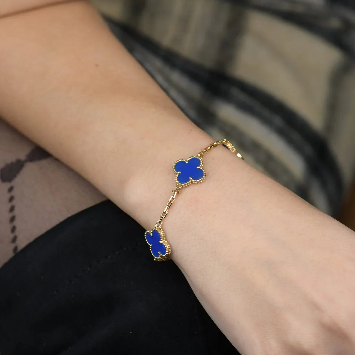 [Rosla] CLOVER 5 MOTIF BLUE AGATE BRACELET COLLECTION