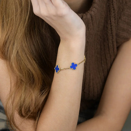 [Rosla] CLOVER 5 MOTIF BLUE AGATE BRACELET COLLECTION