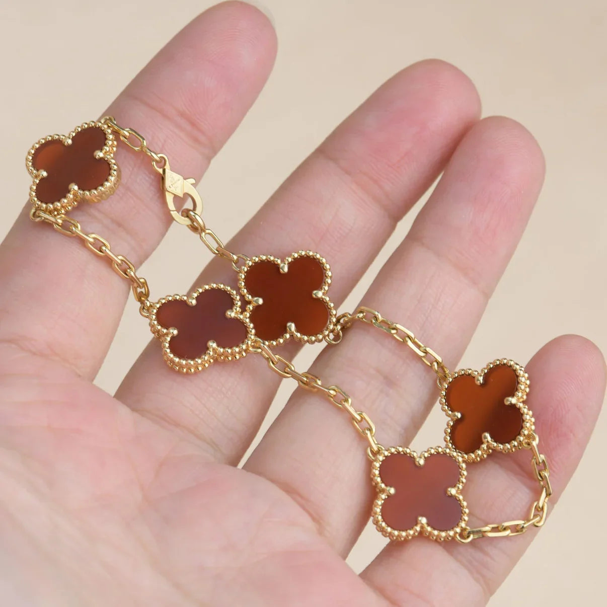 [Rosla] CLOVER 5 MOTIF RED CORNELIAN BRACELET COLLECTION