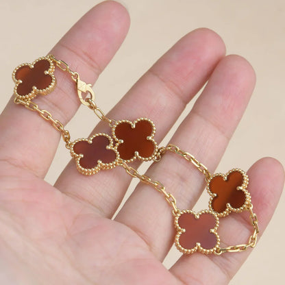 [Rosla] CLOVER 5 MOTIF RED CORNELIAN BRACELET COLLECTION