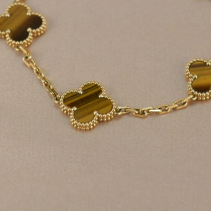 [Rosla] CLOVER 5 MOTIFS TIGER EYE BRACELET COLLECTION