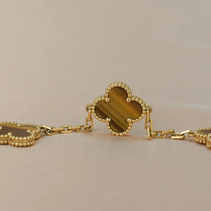 [Rosla] CLOVER 5 MOTIFS TIGER EYE BRACELET COLLECTION