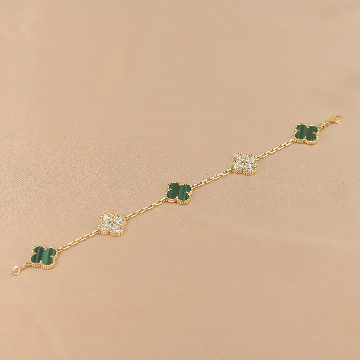 [Rosla] CLOVER 5 MOTIF MALACHITE BRACELET COLLECTION