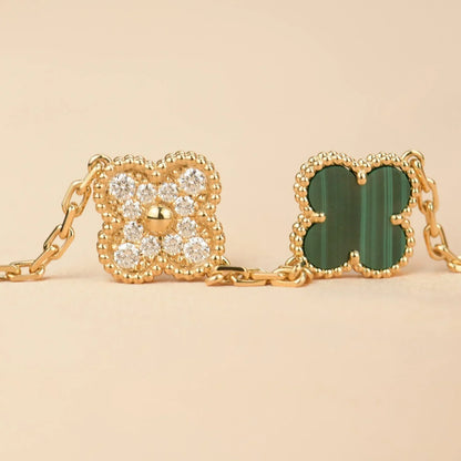 [Rosla] CLOVER 5 MOTIF MALACHITE BRACELET COLLECTION