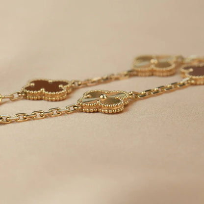 [Rosla] CLOVER 5 MOTIF RED CORNELIAN BRACELET COLLECTION
