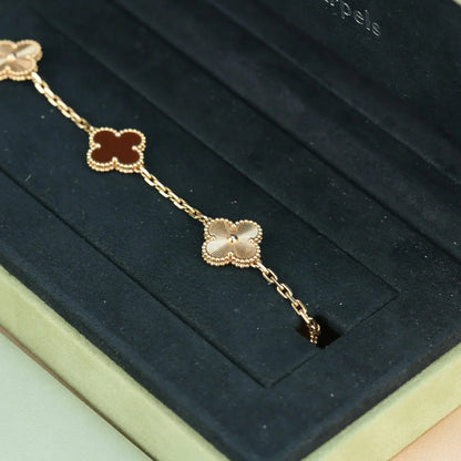 [Rosla] CLOVER 5 MOTIF RED CORNELIAN BRACELET COLLECTION