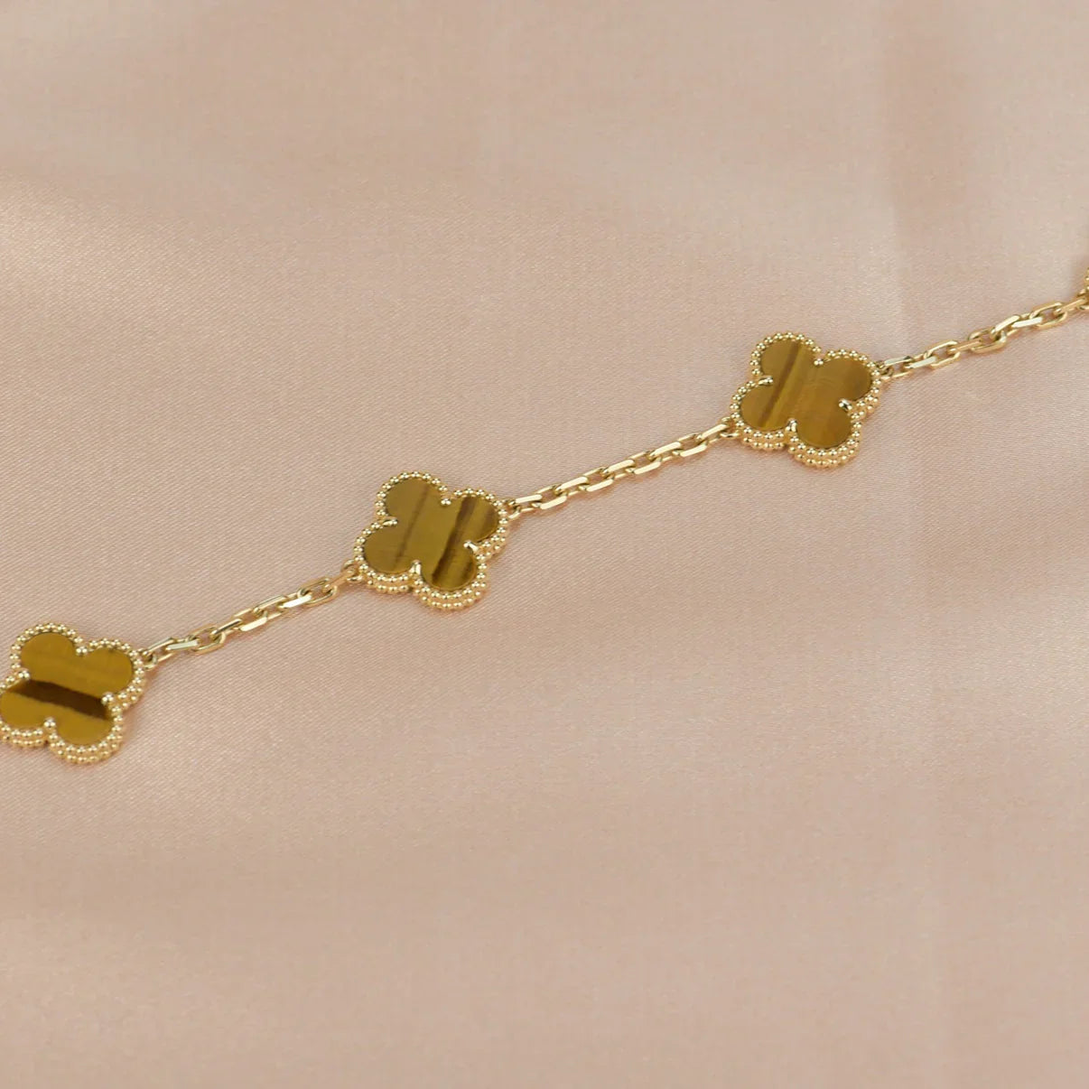 [Rosla] CLOVER 5 MOTIFS TIGER EYE BRACELET COLLECTION