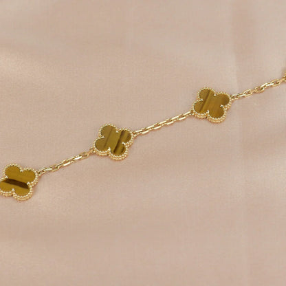 [Rosla] CLOVER 5 MOTIFS TIGER EYE BRACELET COLLECTION