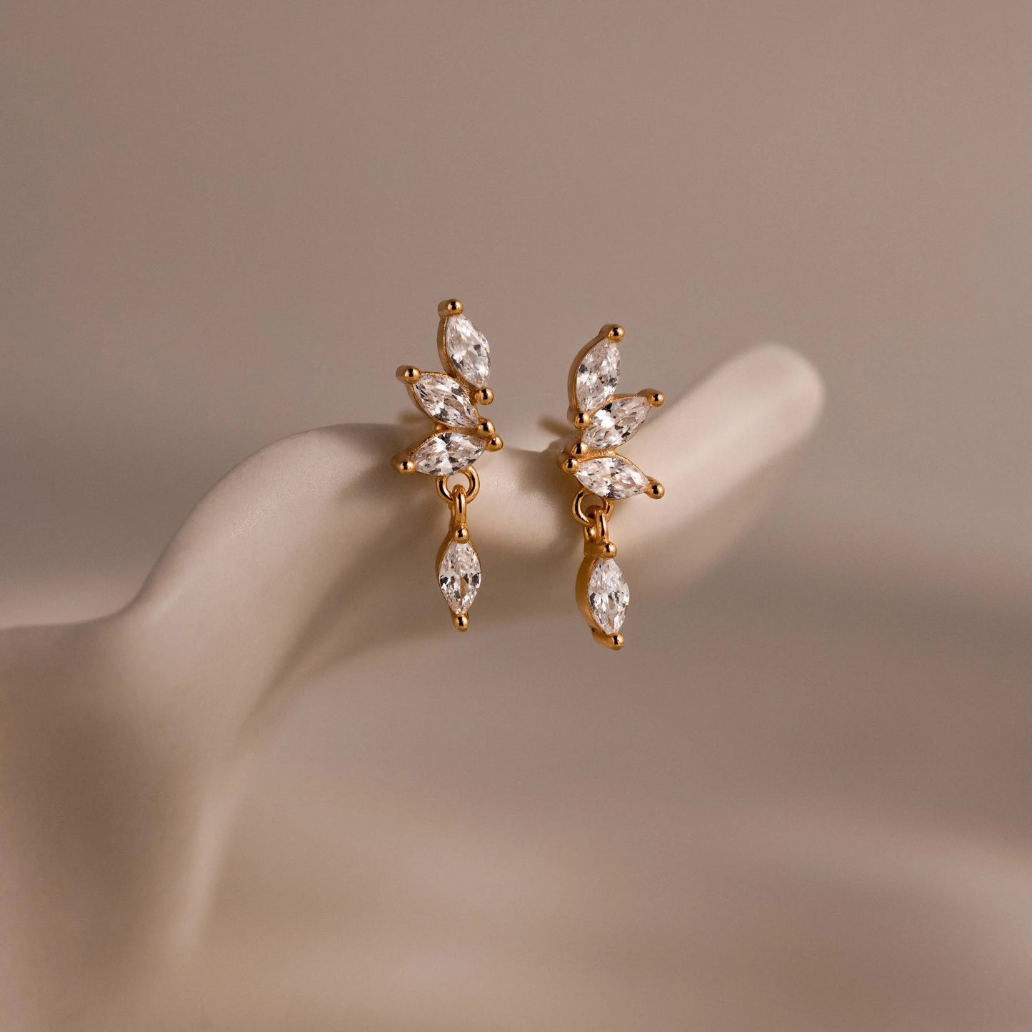 Diamond Marquise Drop Studs