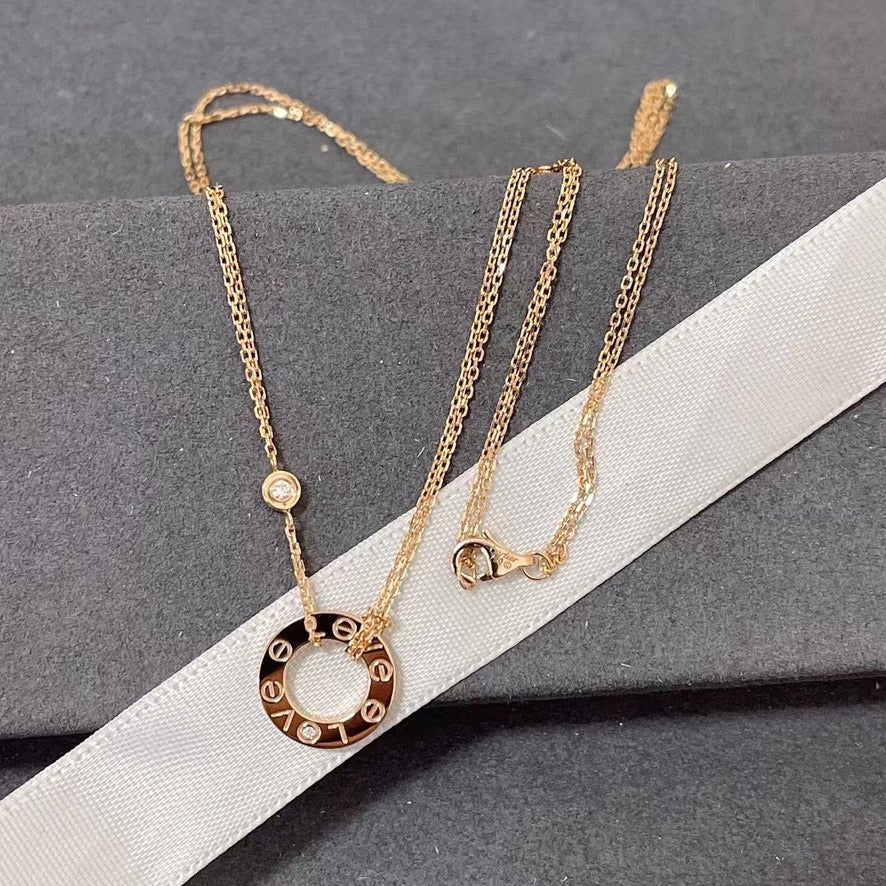 [Rosla]LOVE NECKLACE 16MM 2 DIAMONDS