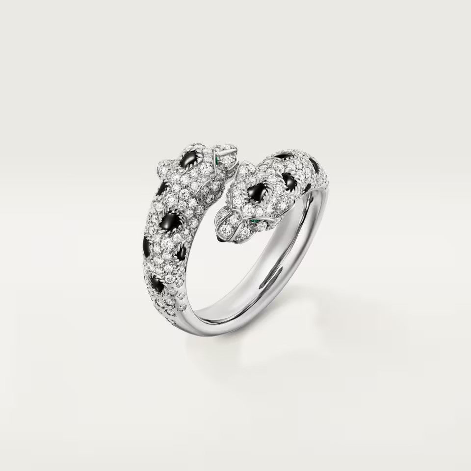 [Rosla]PANTHERE DOUBLE HEADED FULL DIAMOND  RING