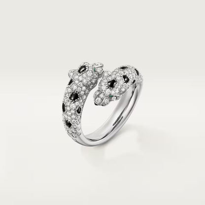 [Rosla]PANTHERE DOUBLE HEADED FULL DIAMOND  RING
