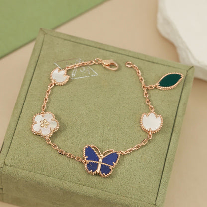 [Rosla] LOVE Brushed & Lucky Spring Butterfly 5-Motif Bracelet Stack Set