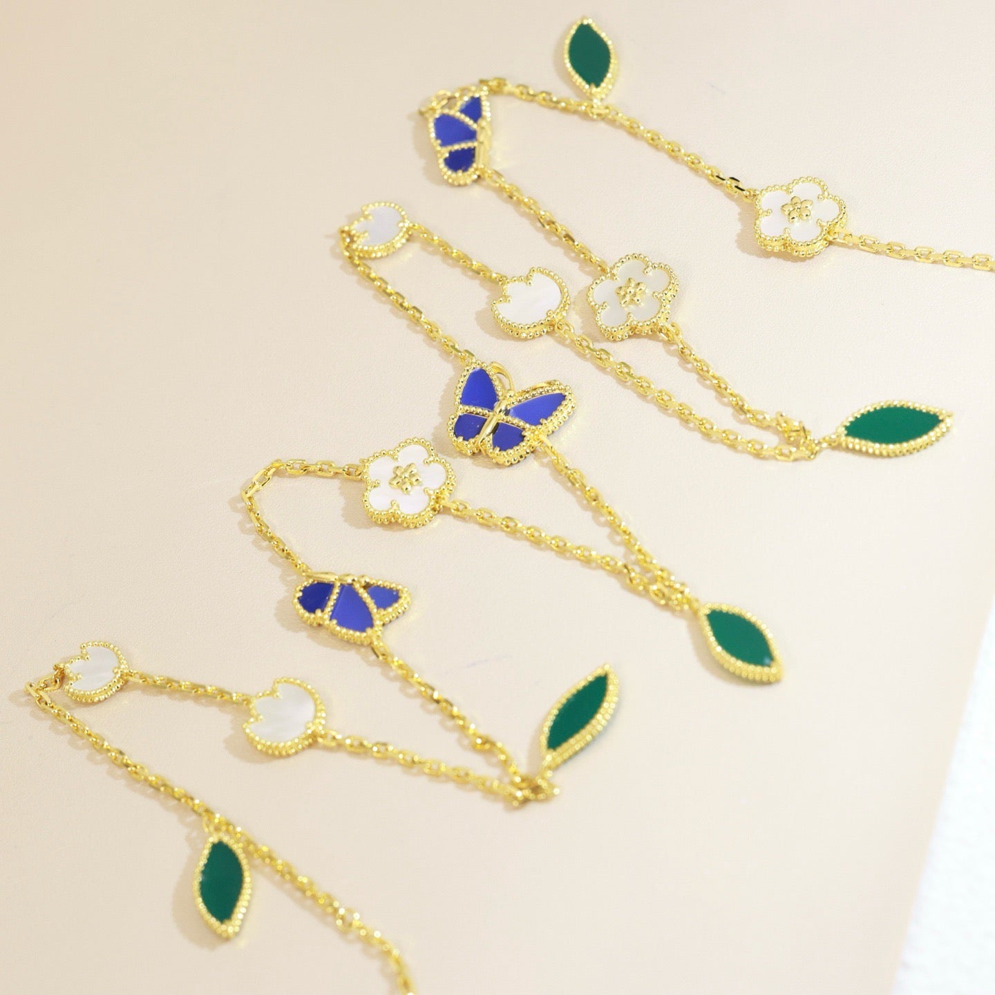 [Rosla]LUCKY SPRING BUTTERFLY 15 FLOWER NECKLACE