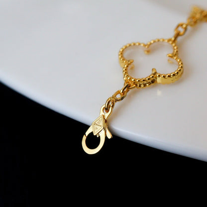 [Rosla]CLOVER 5 MOTIF ROCK CRYSTAL BRACELET