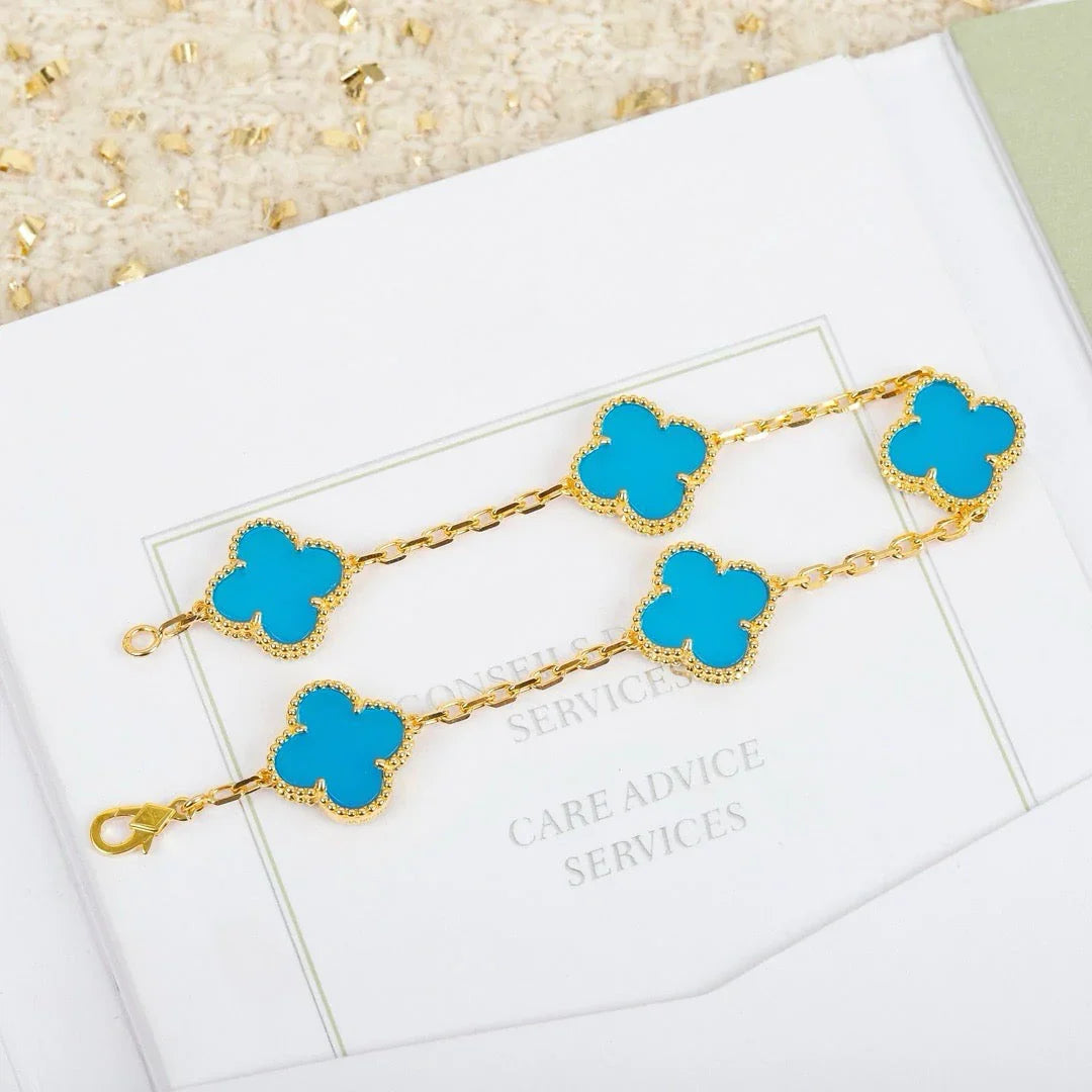 [Rosla] CLOVER 5 MOTIF TURQUOISE BRACELET COLLECTION