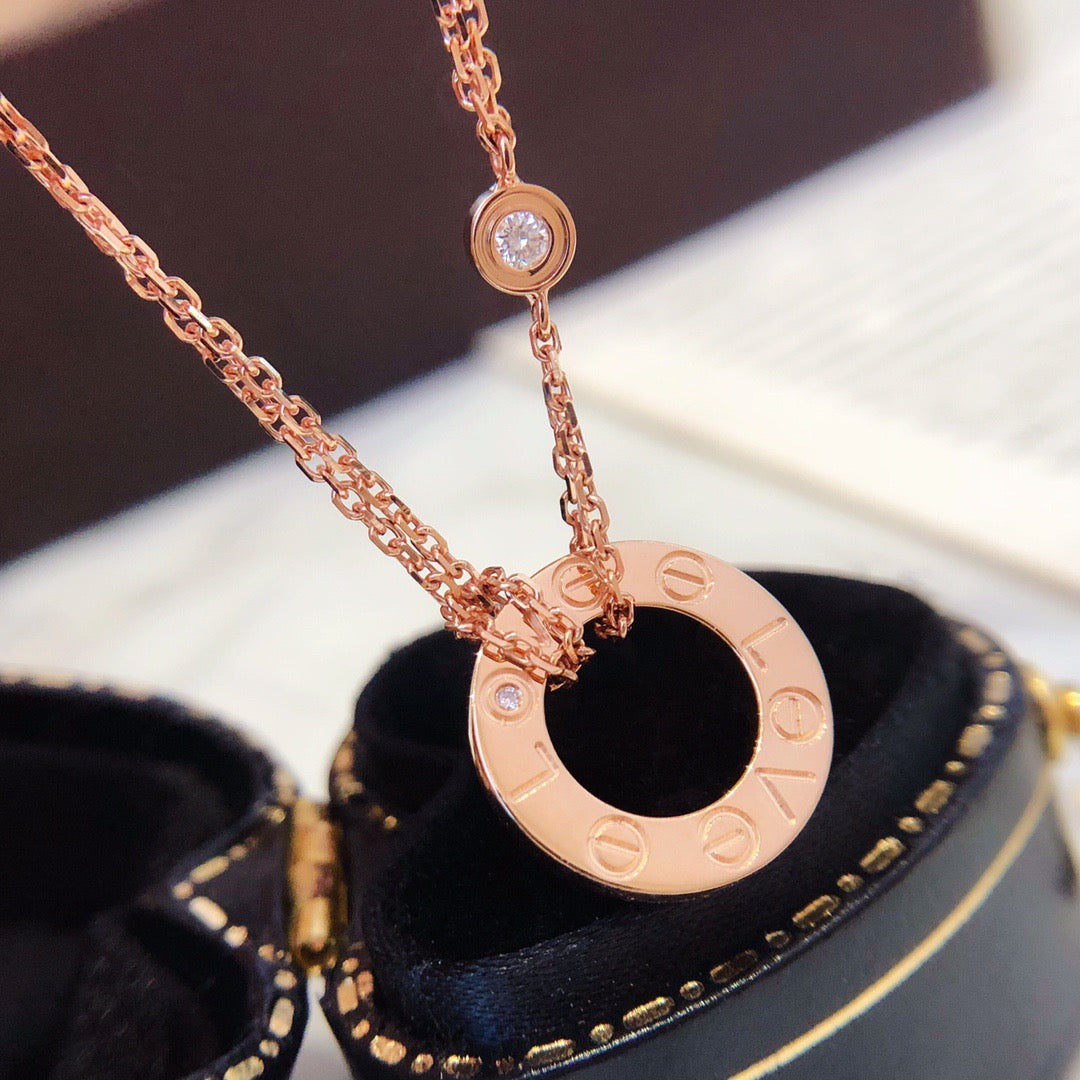 [Rosla]LOVE NECKLACE 16MM 2 DIAMONDS