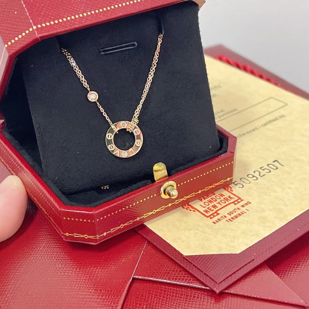 [Rosla]LOVE NECKLACE 16MM 2 DIAMONDS