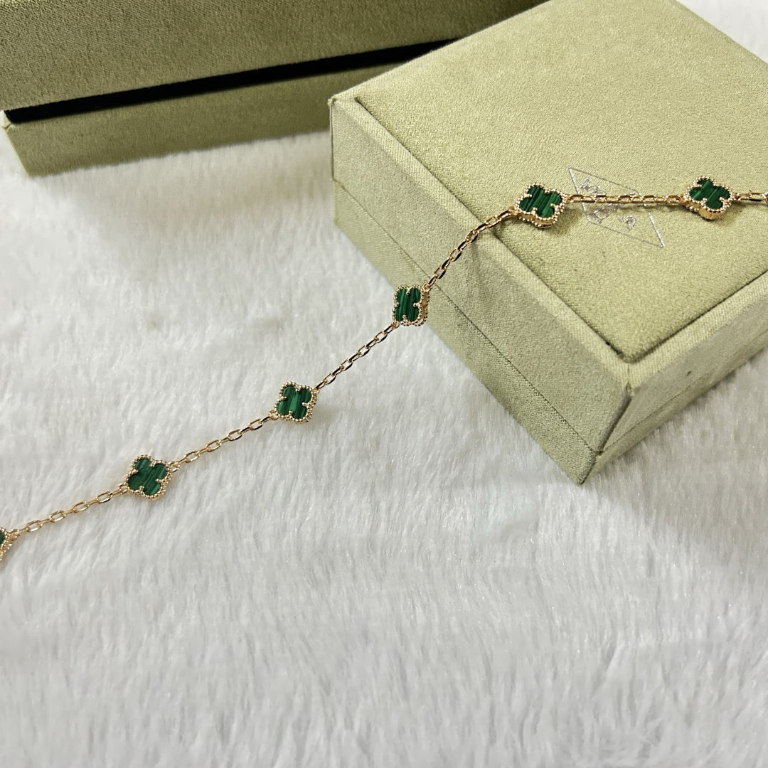[Rosla]CLOVER 6 MOTIF MALACHITE BRACELET